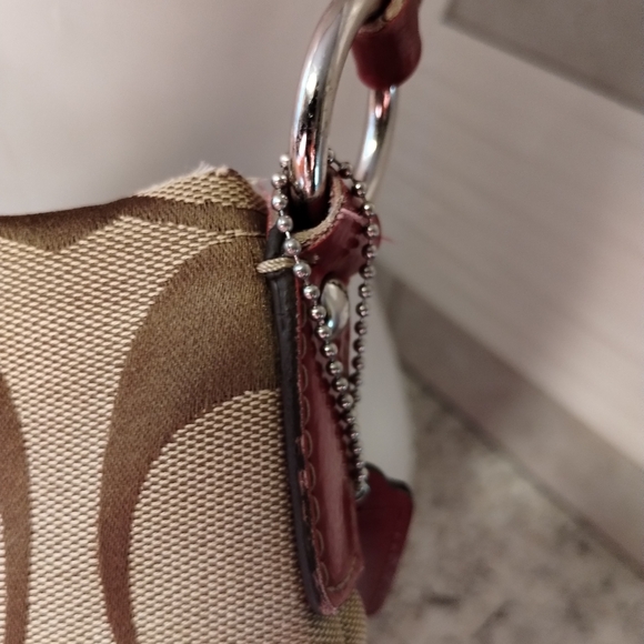 Coach Brown and Red Shoulder Bag with Signature Monogram - Picture 11 of 15